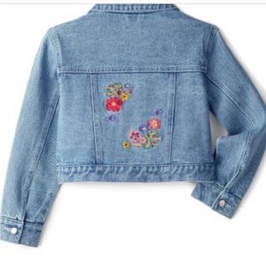 American Girl Blue Floral Embroidered Style in Bloom Jean Jacket NEW